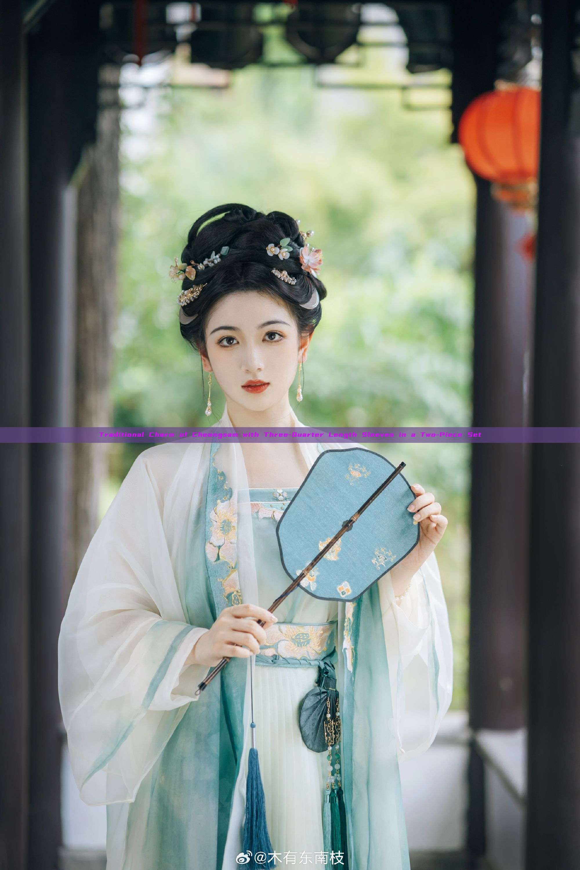 Traditional Charm of Cheongsam with Three-Quarter Length Sleeves in a Two-Piece Set Traditional Charm of Cheongsam with Three-Quarter Length Sleeves in a Two-Piece Set