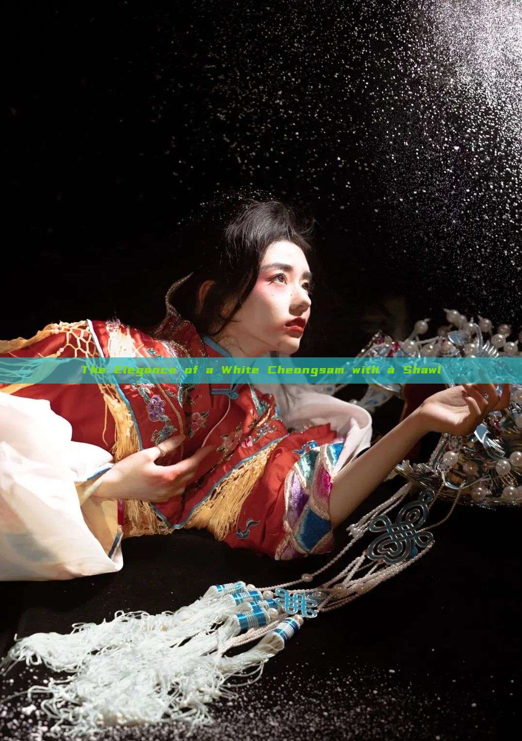 The Elegance of a White Cheongsam with a Shawl