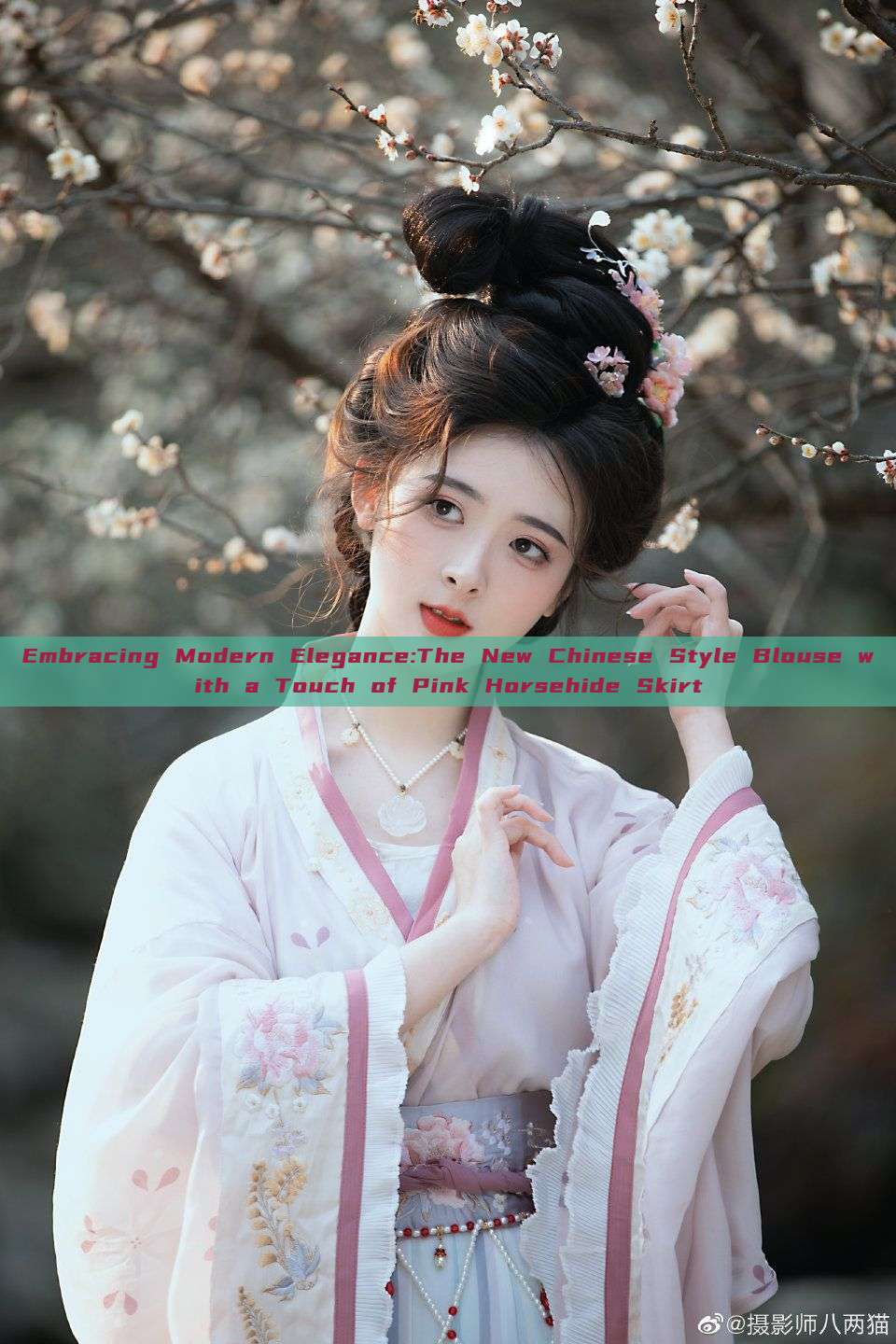 Embracing Modern Elegance:The New Chinese Style Blouse with a Touch of Pink Horsehide Skirt Embracing Modern Elegance:The New Chinese Style Blouse with a Touch of Pink Horsehide Skirt