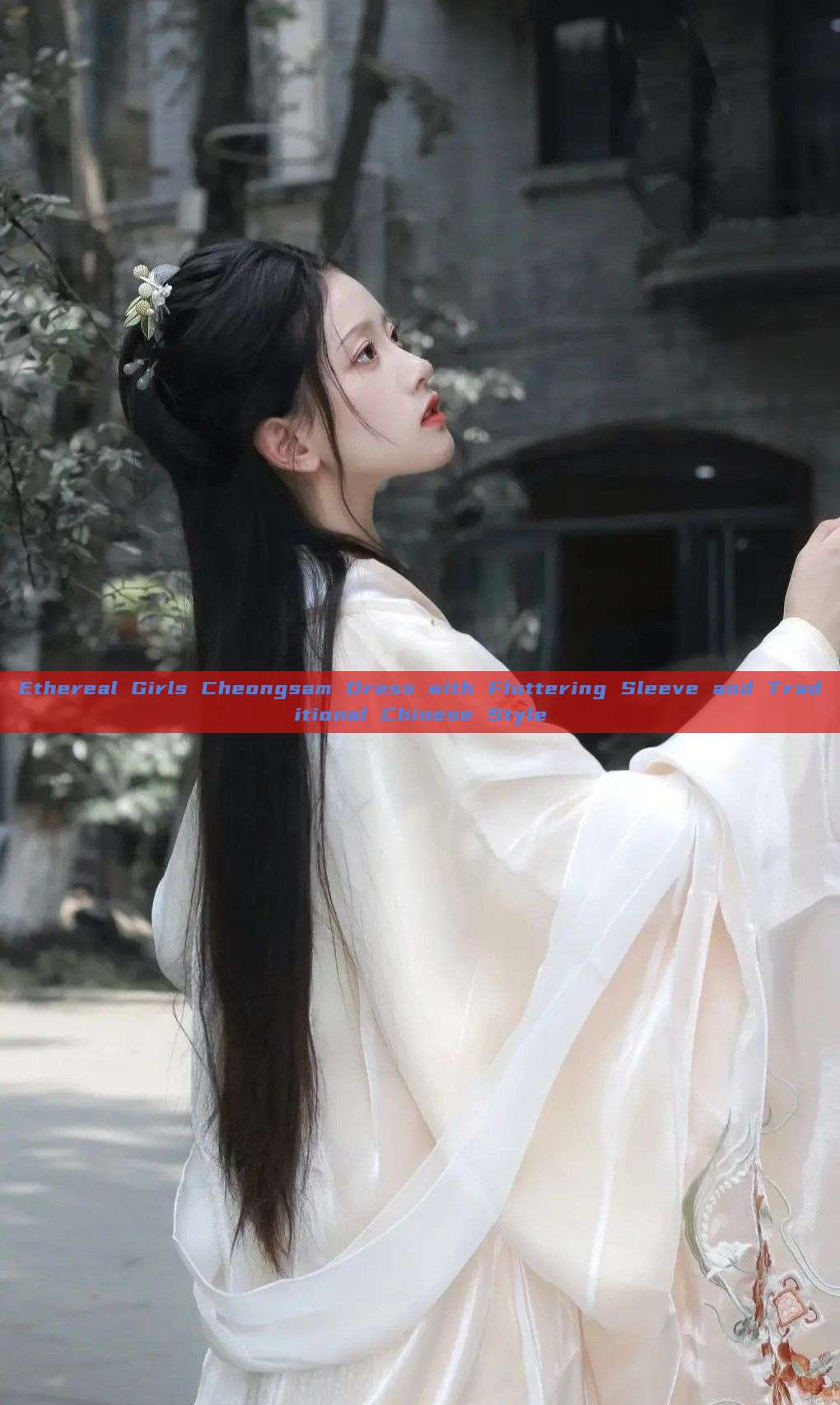 Ethereal Girls Cheongsam Dress with Fluttering Sleeve and Traditional Chinese Style Ethereal Girls Cheongsam Dress with Fluttering Sleeve and Traditional Chinese Style