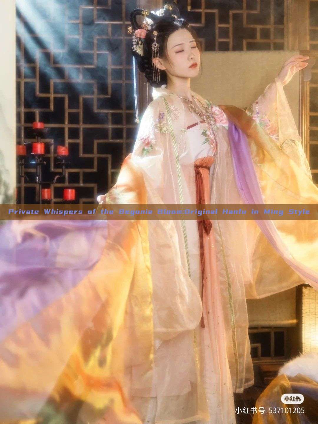 Private Whispers of the Begonia Bloom:Original Hanfu in Ming Style Private Whispers of the Begonia Bloom:Original Hanfu in Ming Style
