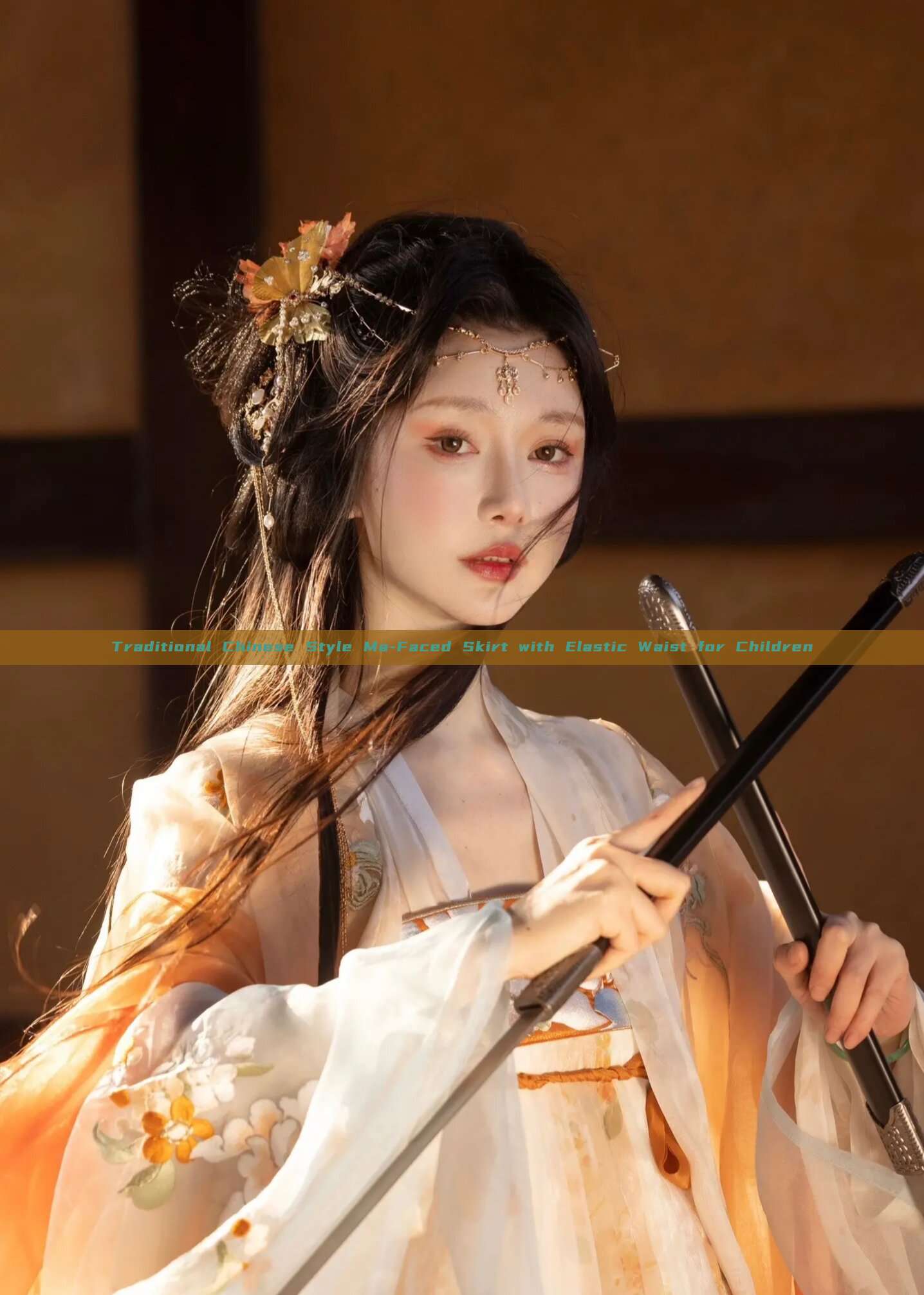 Traditional Chinese Style Ma-Faced Skirt with Elastic Waist for Children Traditional Chinese Style Ma-Faced Skirt with Elastic Waist for Children