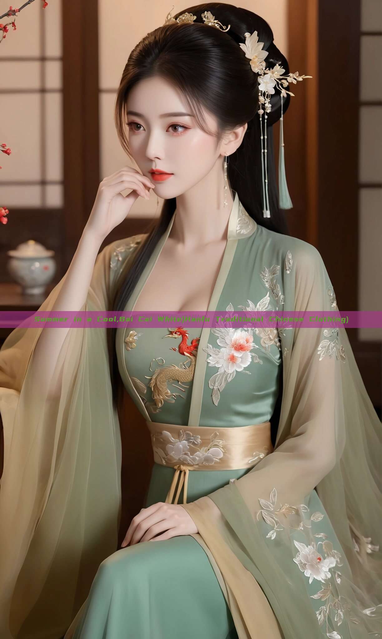 Summer in a Cool,Bai Cai White)Hanfu Traditional Chinese Clothing) Summer in a Cool,Bai Cai White)Hanfu Traditional Chinese Clothing)