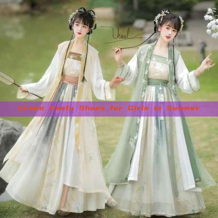 Green Hanfu Shoes for Girls in Summer Green Hanfu Shoes for Girls in Summer