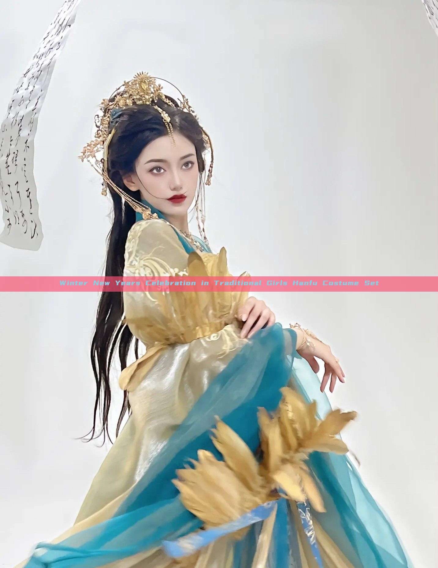 Winter New Years Celebration in Traditional Girls Hanfu Costume Set Winter New Years Celebration in Traditional Girls Hanfu Costume Set