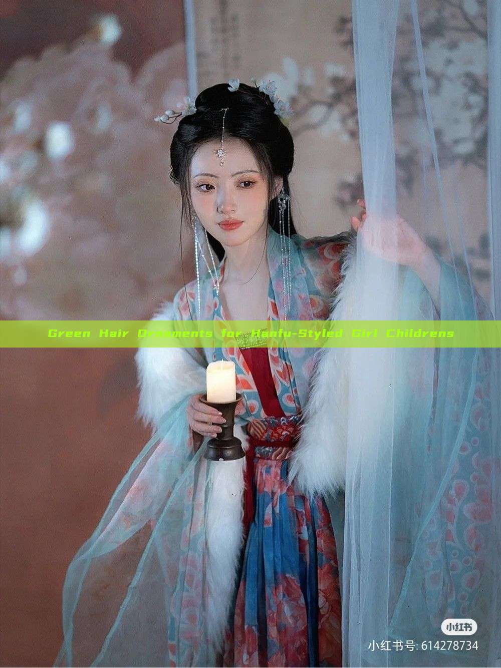 Green Hair Ornaments for Hanfu-Styled Girl Childrens Green Hair Ornaments for Hanfu-Styled Girl Childrens