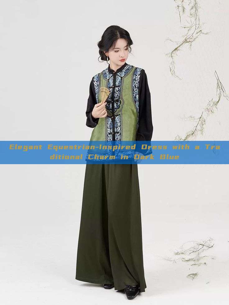 Elegant Equestrian-Inspired Dress with a Traditional Charm in Dark Blue Elegant Equestrian-Inspired Dress with a Traditional Charm in Dark Blue