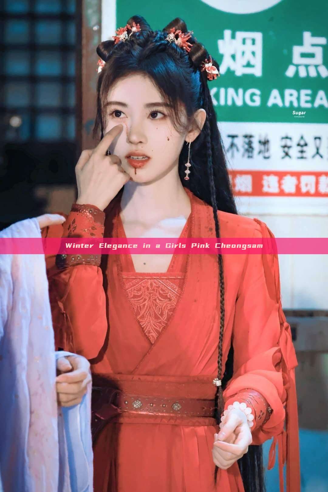 Winter Elegance in a Girls Pink Cheongsam Winter Elegance in a Girls Pink Cheongsam