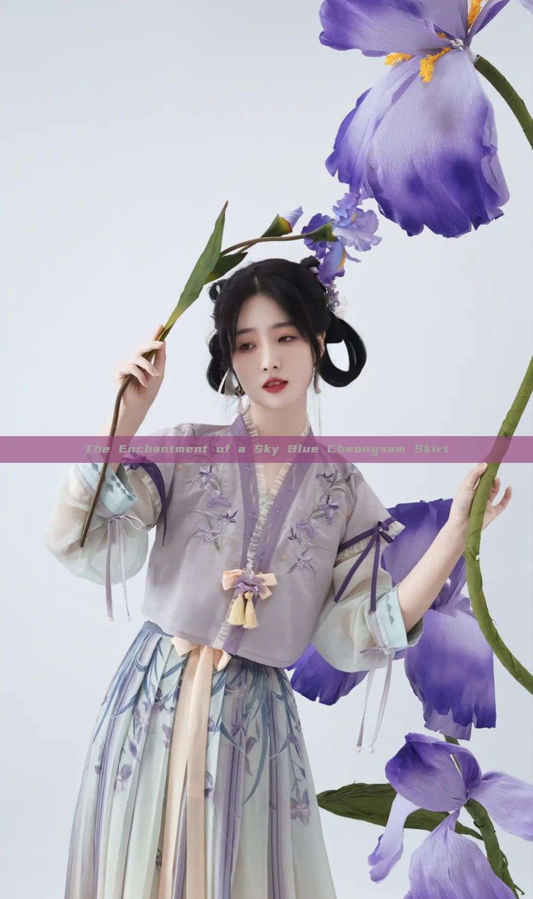 The Enchantment of a Sky Blue Cheongsam Skirt The Enchantment of a Sky Blue Cheongsam Skirt