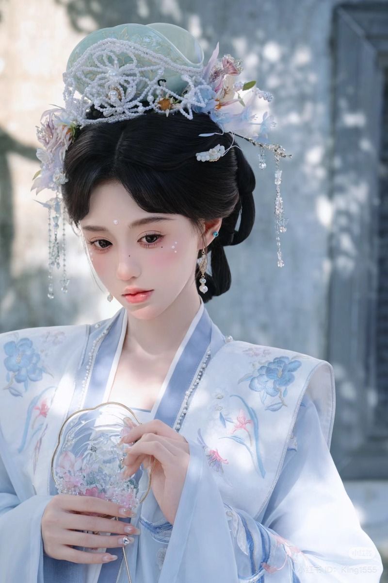 The Elegance of a Waist-Length Hanfu Woman The Elegance of a Waist-Length Hanfu Woman