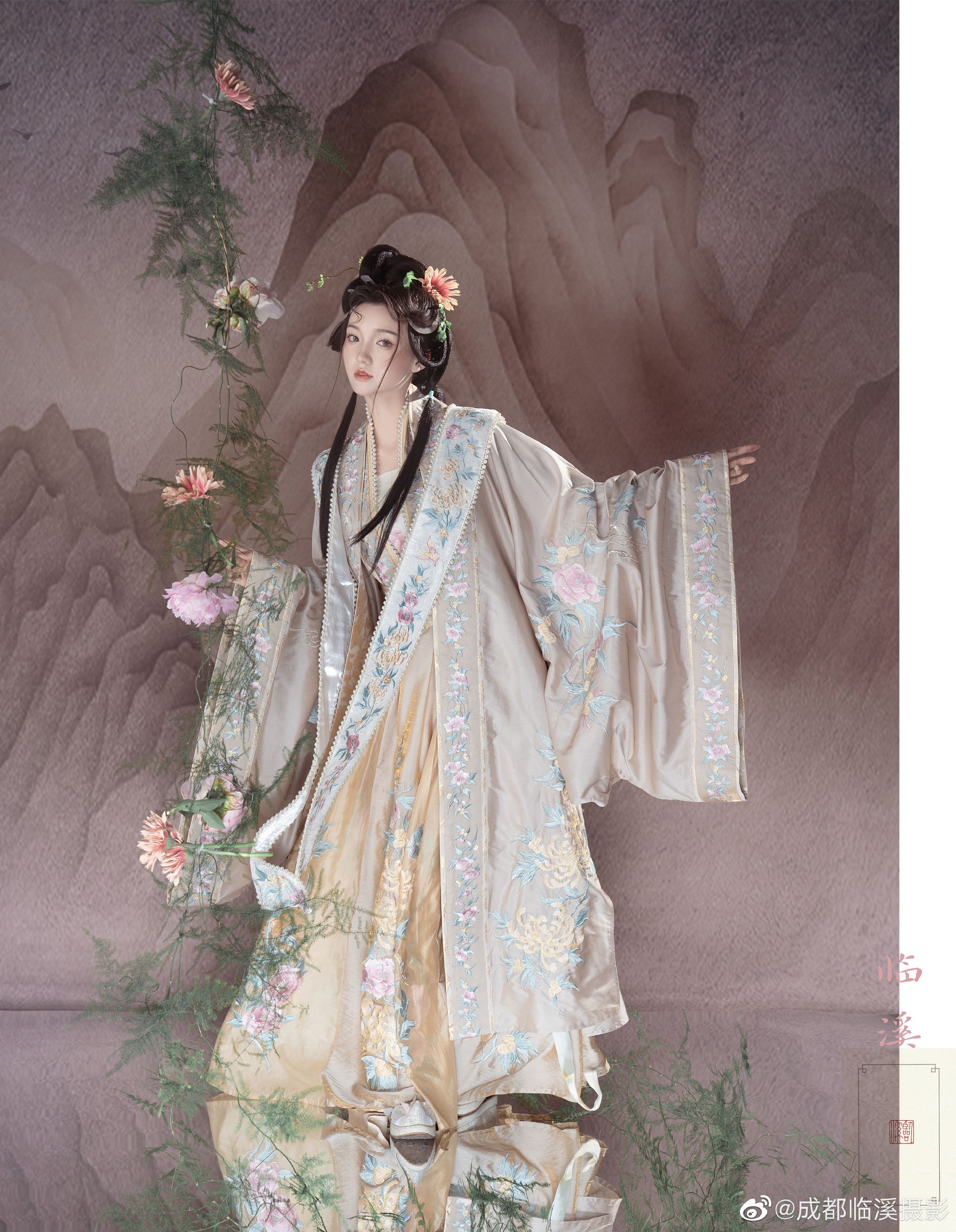 Little Girls New Years Celebration in Traditional Hanfu Clothing Little Girls New Years Celebration in Traditional Hanfu Clothing