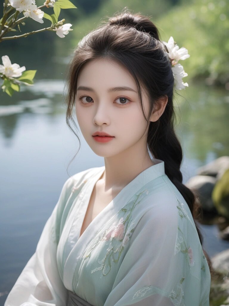 儿童汉服头饰假发一体式发箍 儿童汉服头饰假发一体式发箍